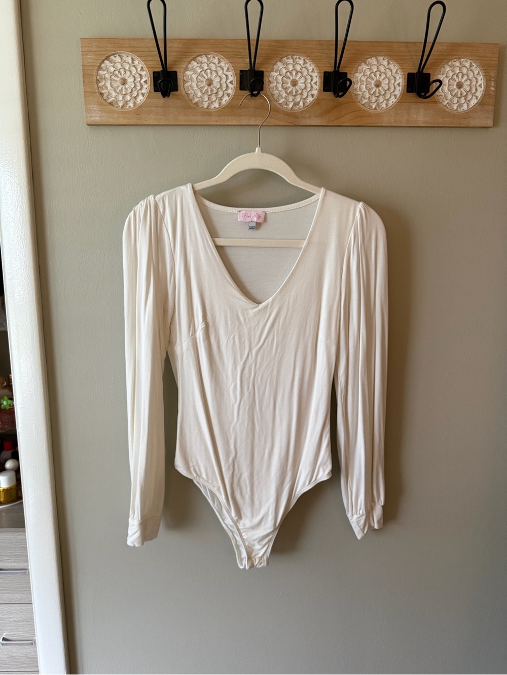 Pink Lily V-Neck Long Sleeve Bodysuit